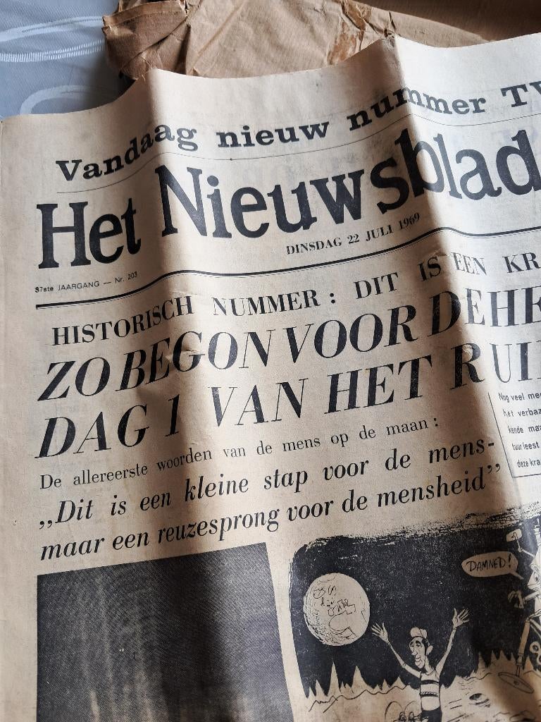 Historische krant maanlanding 1969, Verzamelen, Ophalen, Krant