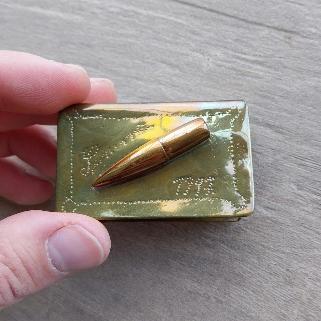 Trench Art luciferhouder wo1 1917 Somme, Ophalen of Verzenden