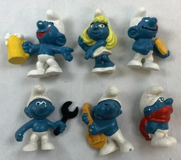Schleich Smurfen Set 6 Figuren Jaren 70 80 Smurf vintage, Verzamelen, Verzenden, Zo goed als nieuw
