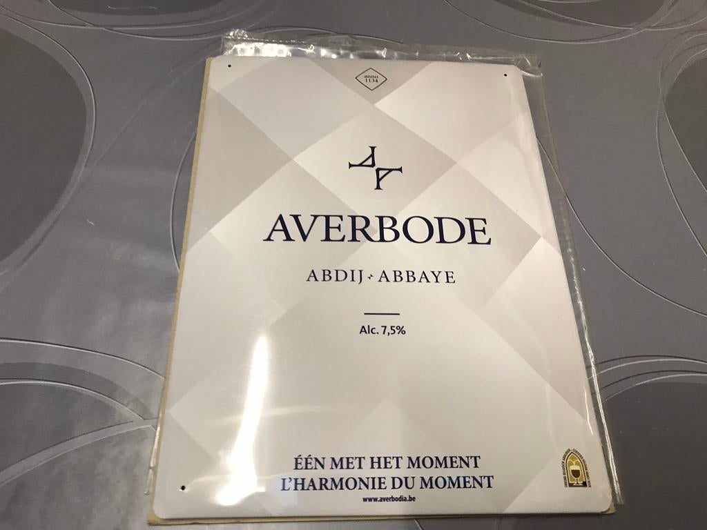 Panneau publicitaire pour la bière de l'abbaye d'Averbode, Collections, Marques de bière, Comme neuf, Panneau, Plaque ou Plaquette publicitaire