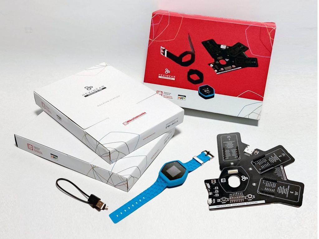 horloge HexiWear Power User Pack, Ophalen of Verzenden, Zo goed als nieuw, Blauw, MikroElektronika, NXP