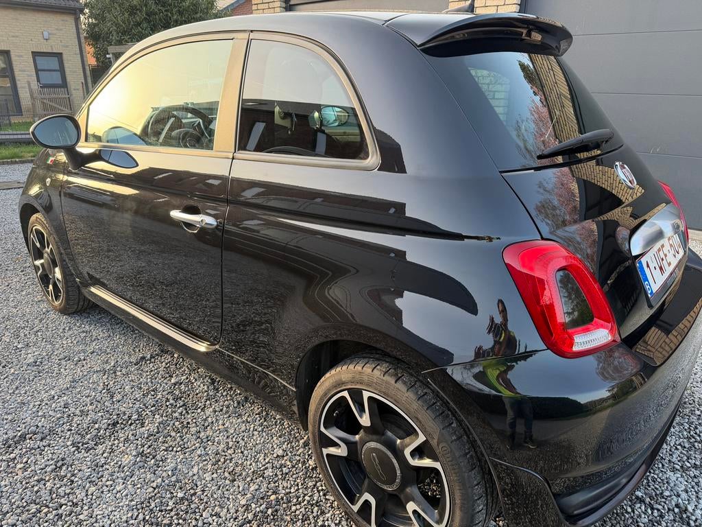 Fiat 500 hybrid zwart, Auto's, Voorwielaandrijving, Leder en Stof, Zwart, Handgeschakeld