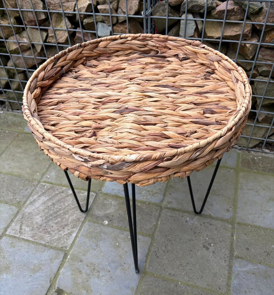 Rotan bijzettafeltje, Ophalen, Gebruikt, Bohemian, Scandinavisch, Rond