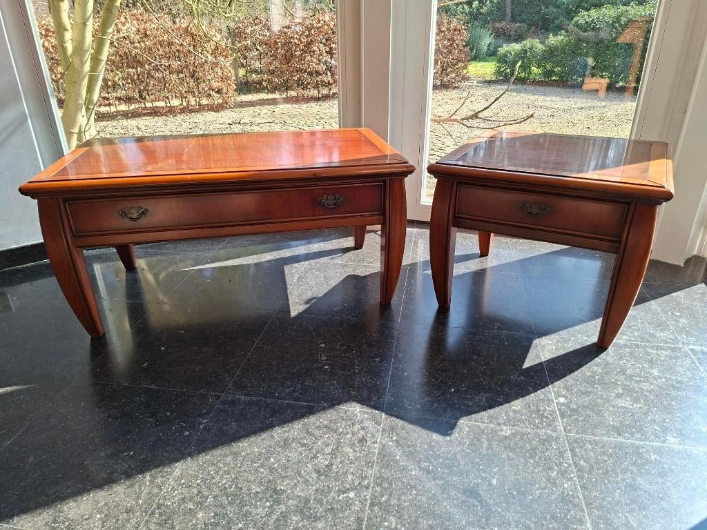 twee kersenhouten tafeltjes, Huis en Inrichting, Zo goed als nieuw, 75 cm of meer, Rechthoekig, Hout