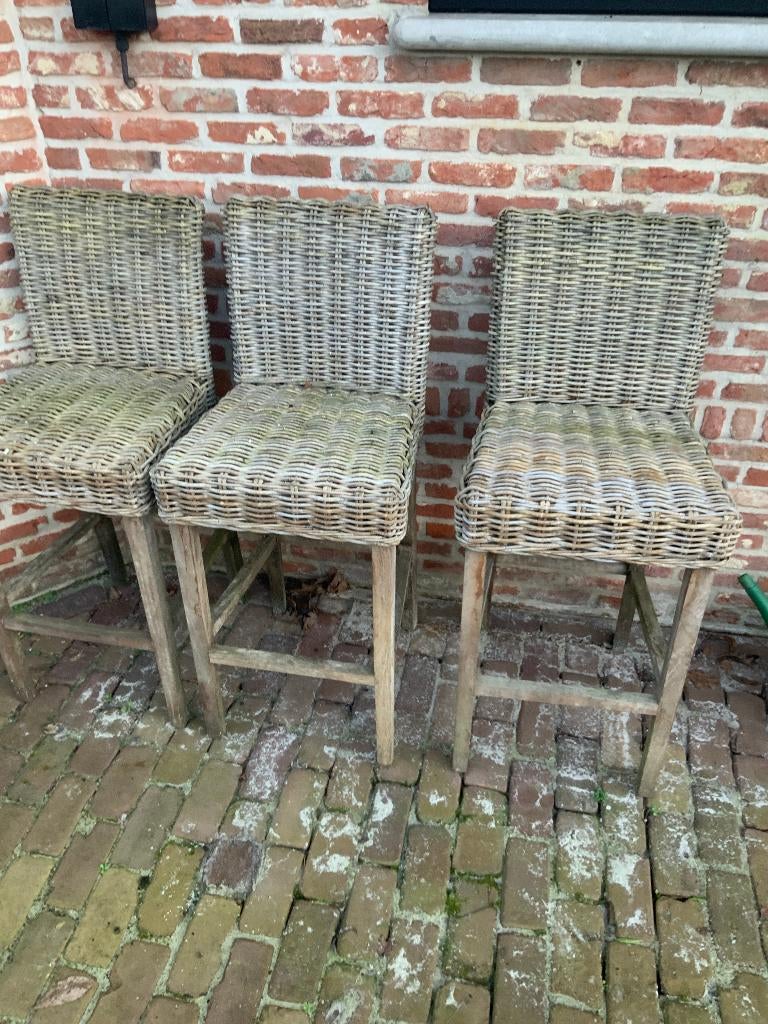 rieten barstoel, Ophalen, Gebruikt, Hout