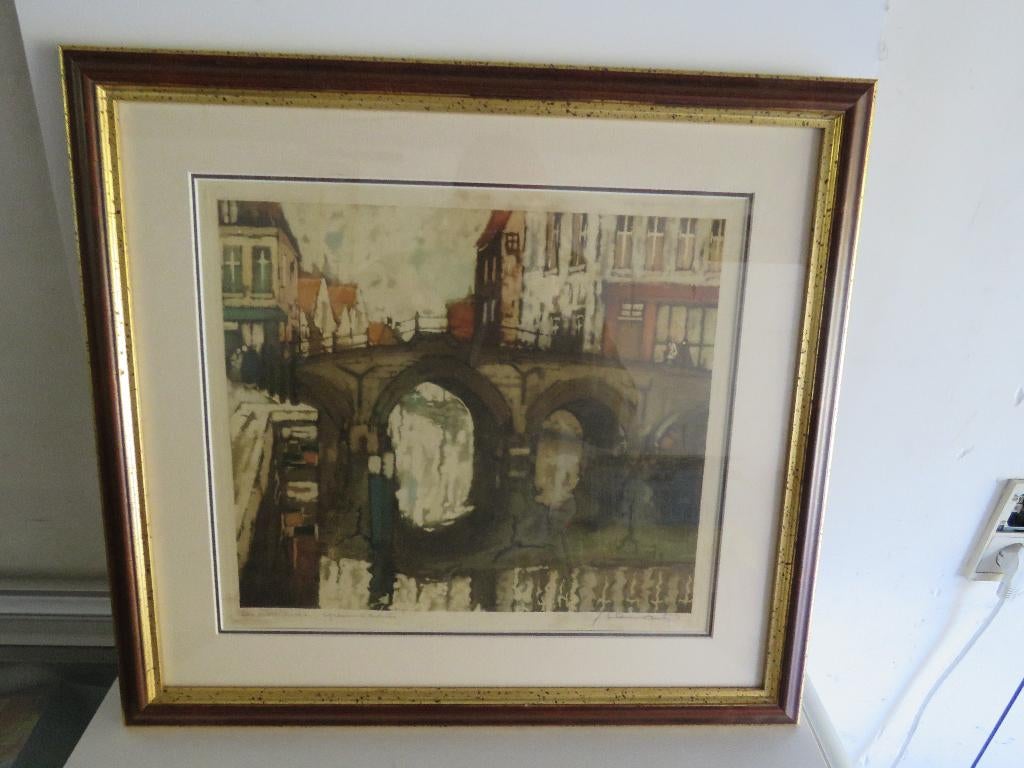 Gravure de Santen Julien Les Trois Arches Epreuve d'Artiste, Antiquités & Art, Enlèvement ou Envoi, Eau-forte