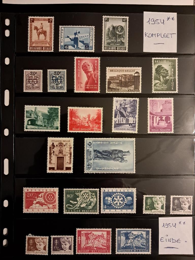 België 1954 ** volledig jaar, Postzegels en Munten, Frankeerzegel, Ophalen of Verzenden, Zonder stempel, Postfris