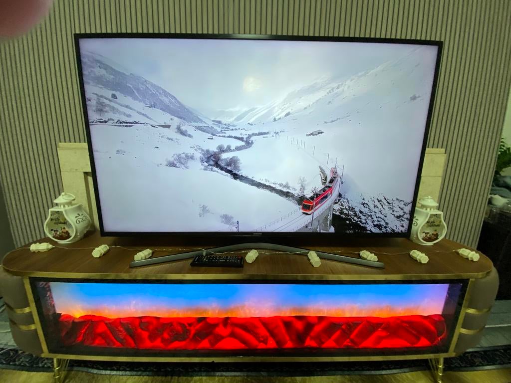 Télévision Samsung 50 pouces 4K + meuble TV en verre noir, TV, Hi-fi & Vidéo, Enlèvement, Comme neuf