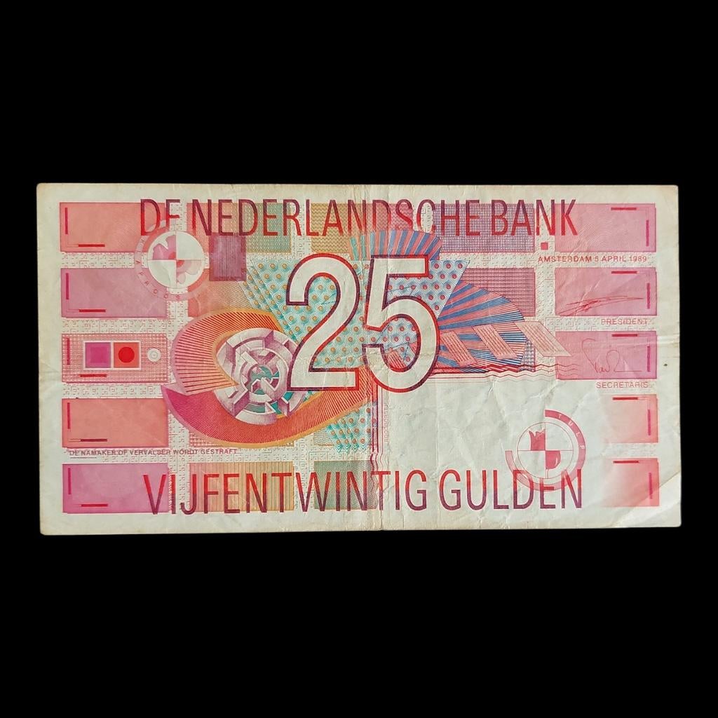 Bankbiljet / Nederland / 25 Gulden / april 1989/ Pick 100, Postzegels en Munten, Ophalen of Verzenden, 25 gulden, Los biljet