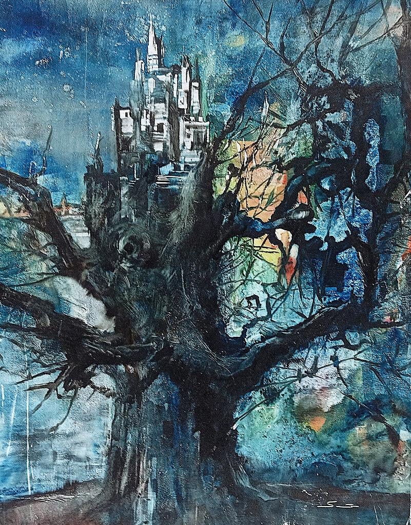 Lajos Sebök schilderij surrealistisch ( Salvador Dali ), Antiek en Kunst, Kunst | Schilderijen | Klassiek, Ophalen of Verzenden