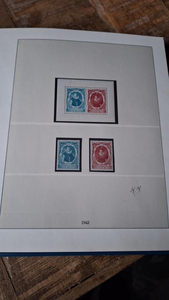 Deel 1 postzegels Belgie 1941-1945 in Lindner album, Ophalen of Verzenden, Gestempeld