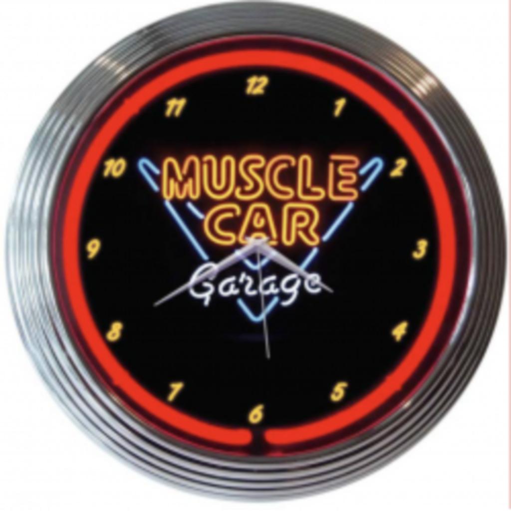 Horloge murale au néon Mancave Muscle Car Garage, Enlèvement ou Envoi, Neuf, Table lumineuse ou lampe (néon)