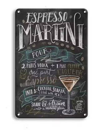 Vintage metalen bordjes Cocktails (30x20cm), Ophalen of Verzenden, Nieuw, Reclamebord