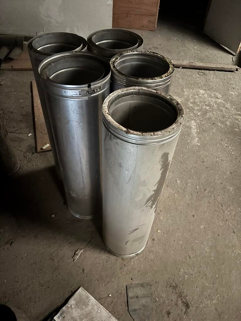 Inox schouwbuizen, bochten en hoed., Ophalen, Zo goed als nieuw, Inox, Bochten