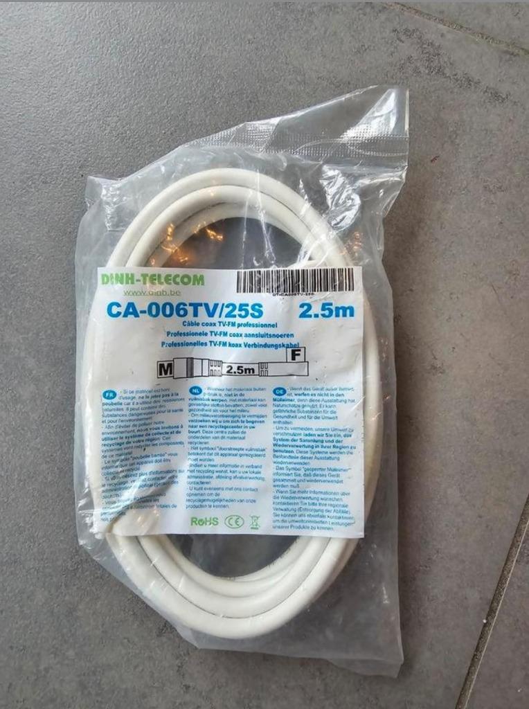 câble coaxial 2,50 m, Bricolage & Construction, Enlèvement ou Envoi, Neuf, Câble ou Fil électrique
