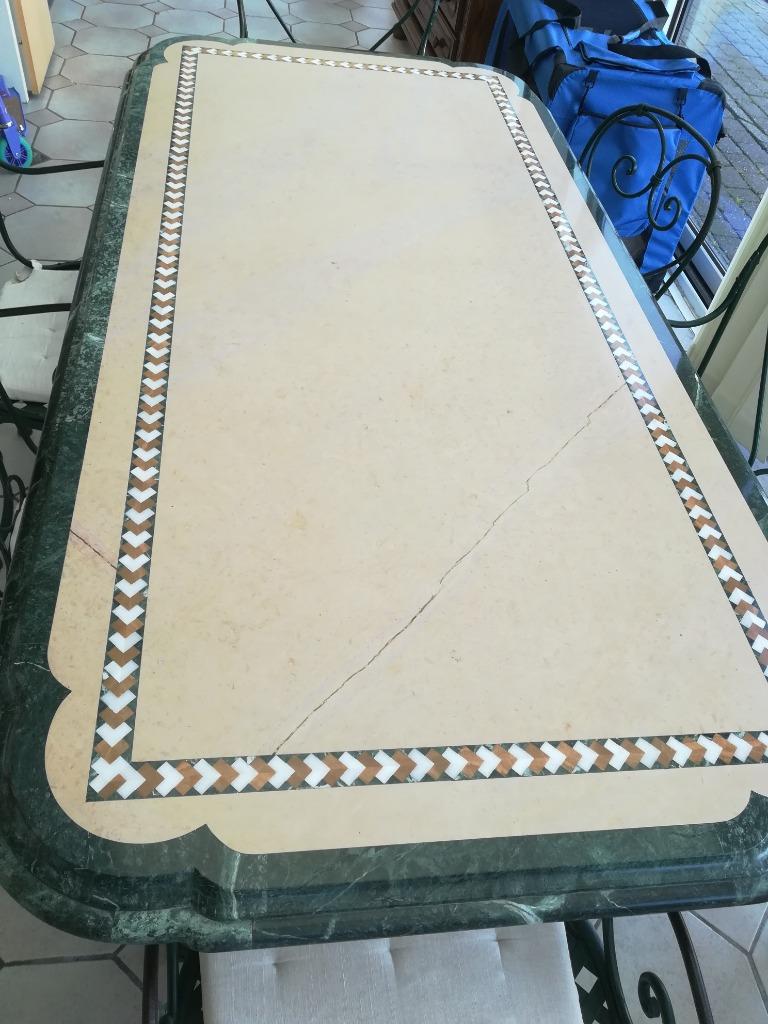 Table en marbre avec 6 chaises, 150 à 200 cm, Cinq personnes ou plus, Enlèvement, Utilisé