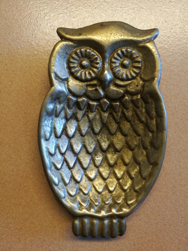 Vintage - Cendrier Hibou Grand Duc en Laiton, Enlèvement ou Envoi