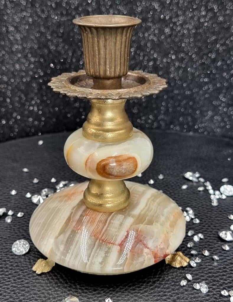 Bougeoir en pierre avec onyx et pieds en laiton (Italie), Envoi