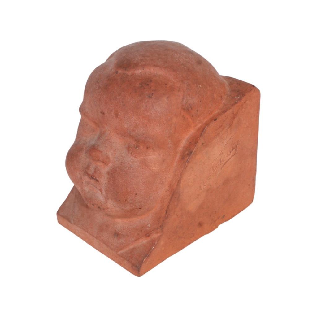 A. Verheuge – Visage d’enfant en terre cuite – Sculpture, Enlèvement ou Envoi
