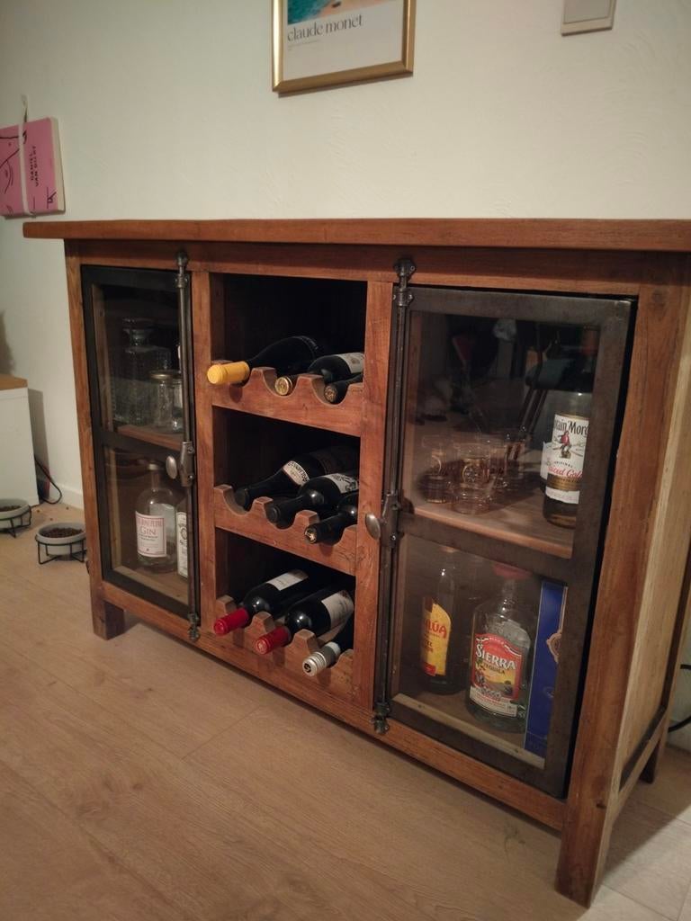 Rustieke wijnkast - teak - te koop, Enlèvement