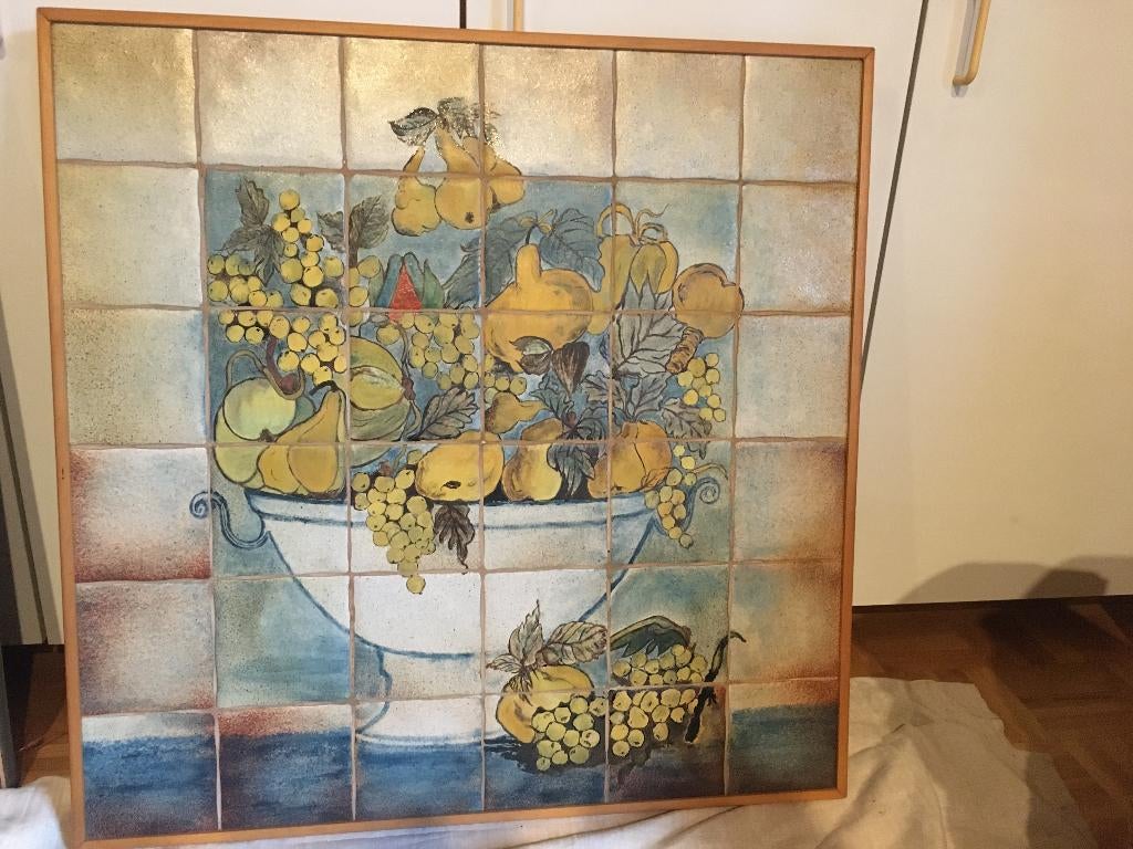 Schilderij 'Fruit' op tegels met houten kader, Ophalen