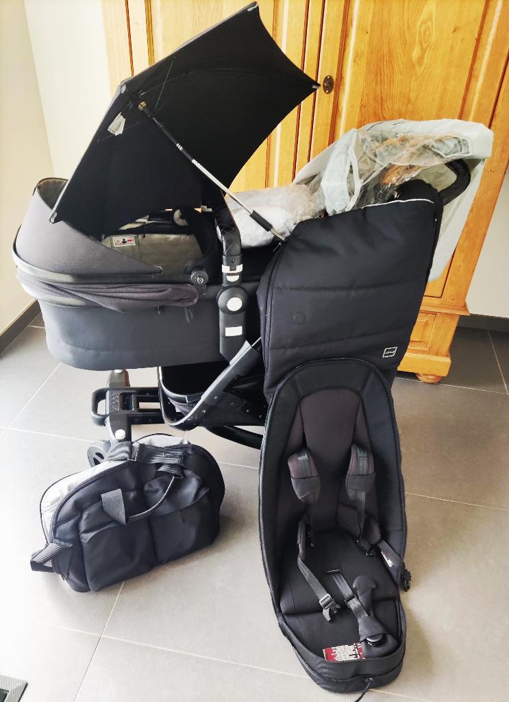 Joolz Geo 2 kinderwagen 3 in 1 + accessoires KLEUR ZWART, Kinderen en Baby's, Kinderwagens en Combinaties, Zo goed als nieuw, Verstelbare duwstang