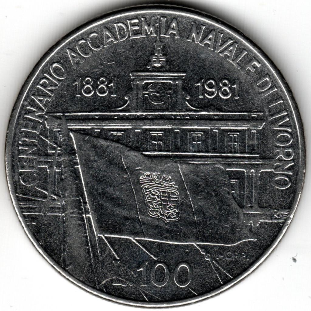 Italië: 100 Lire 1981 Marine Academie Livorno KM#108 Ref 164, Ophalen of Verzenden, Italië, Losse munt
