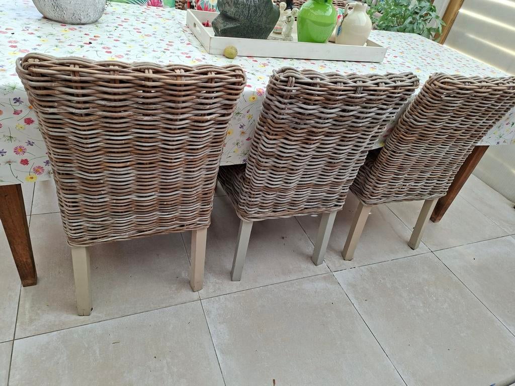6 zware rieten stoelen, Ophalen of Verzenden
