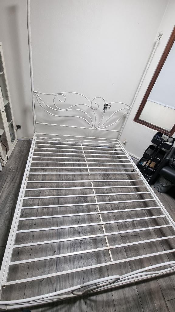 Lit baldaquin, Maison & Meubles, Chambre à coucher | Lits, Queen size, Enlèvement, Utilisé, Blanc