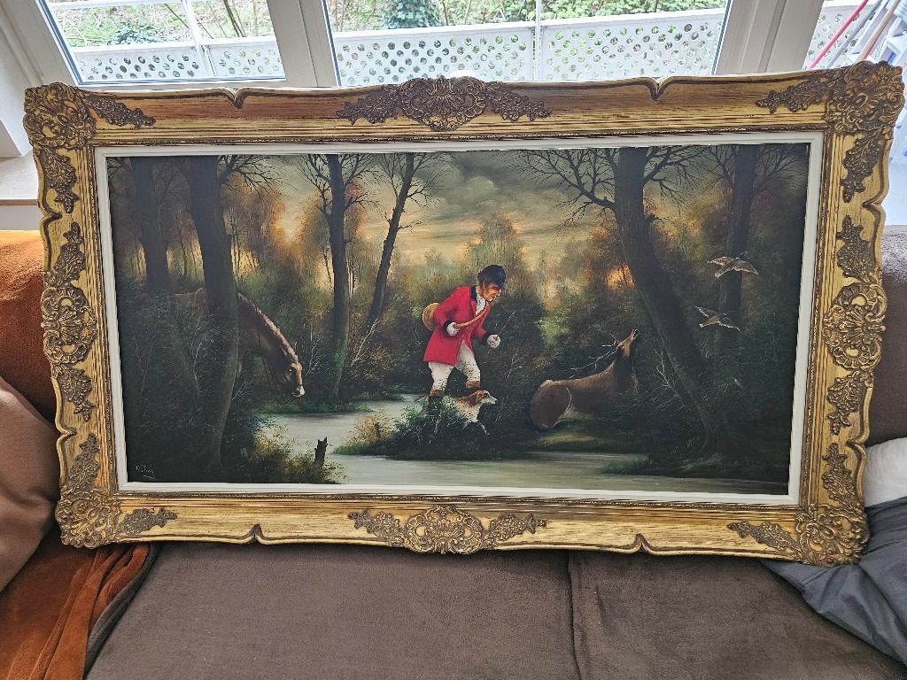 SUPERBE TABLEAU DE CHASSE A COURE, Antiquités & Art, Art | Peinture | Moderne, Enlèvement