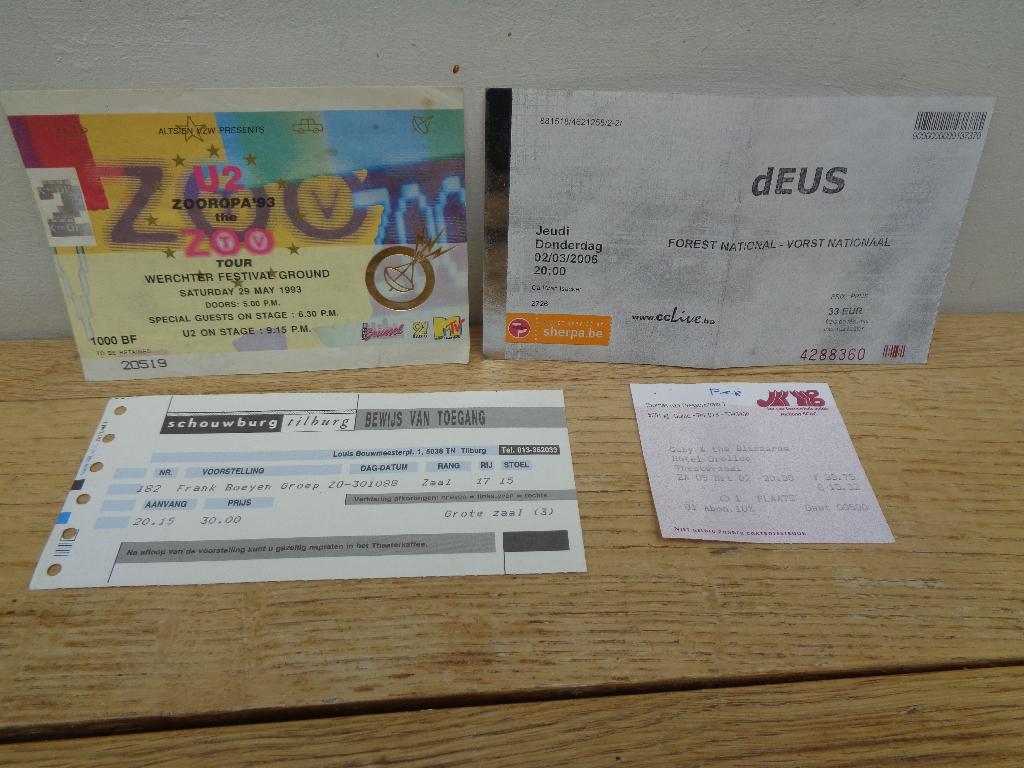 4 retro TICKETS: U2-dEus-Cuby & Blizzards-Frank Boeyen Groep, Tickets & Billets, Événements & Festivals