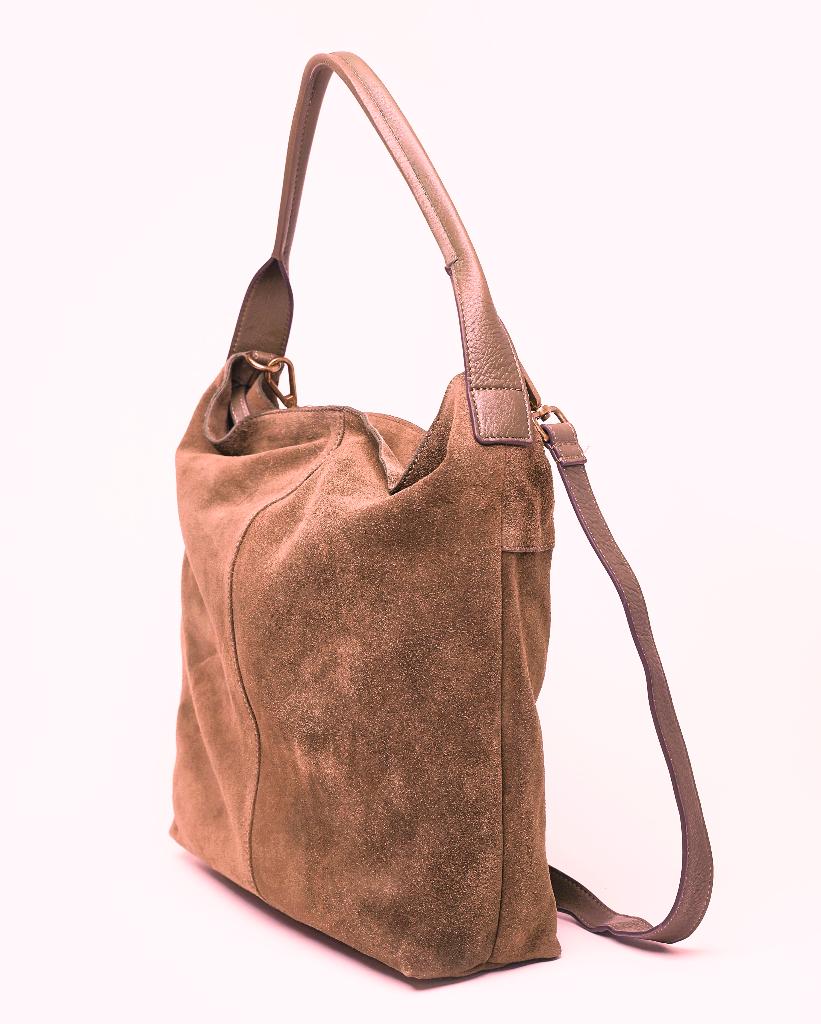 Te koop: Mooie bruine suède handtas van "Mae", Ophalen, Bruin