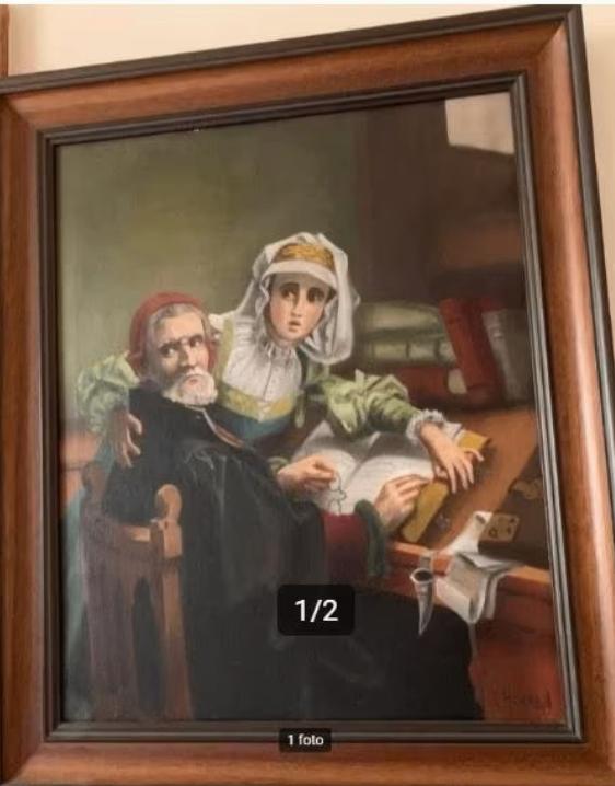 Schilderij 'De verboden lezing' van V. Herman, Antiek en Kunst, Kunst | Schilderijen | Klassiek, Ophalen