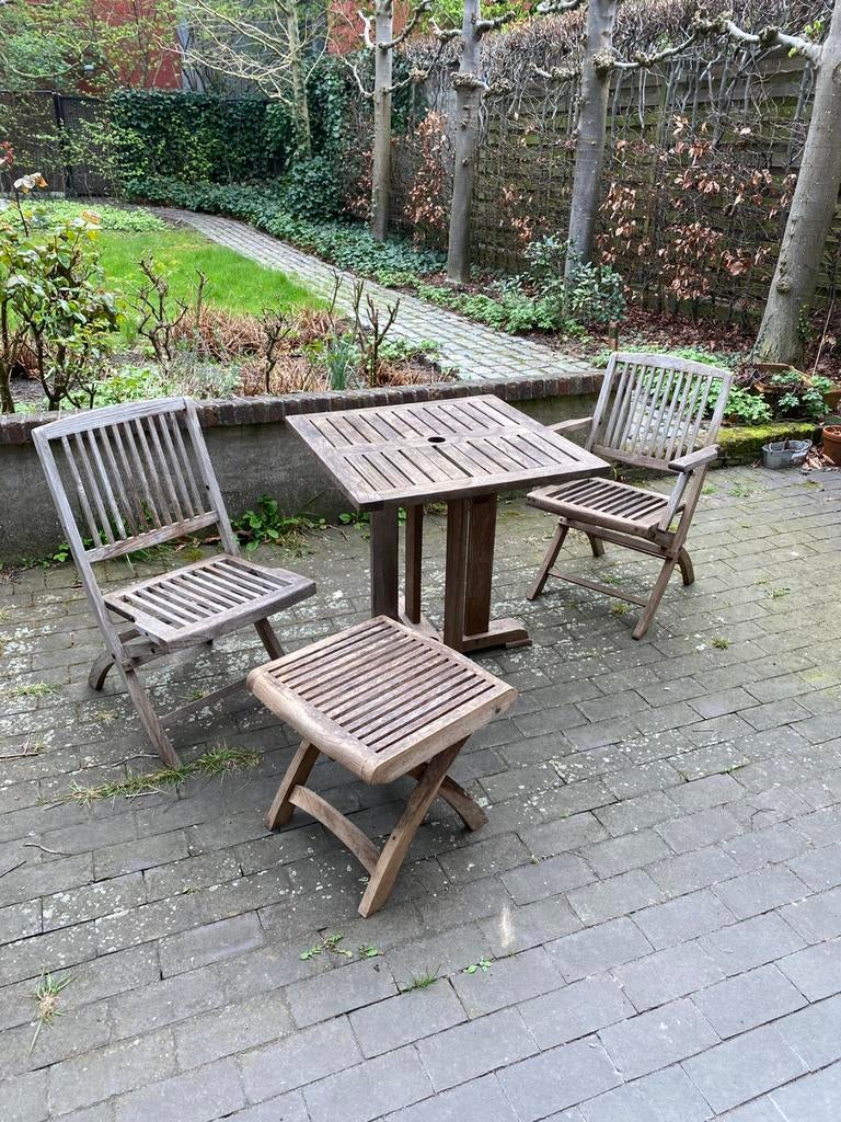 Teak terras, Gebruikt, Teakhout, Tuinset, Ophalen