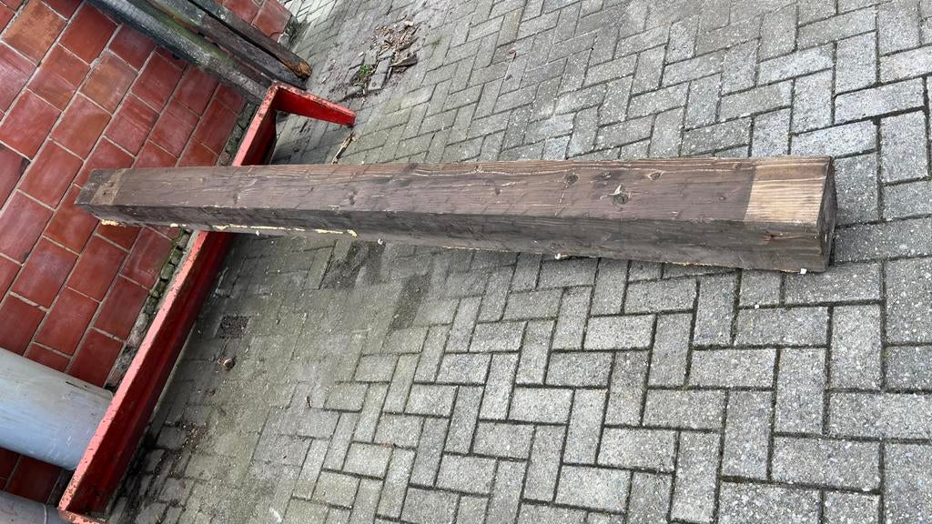 Houten balk 20x20 cm – lengte 320 cm, Ophalen, Gebruikt, Hardhout, 250 cm of meer