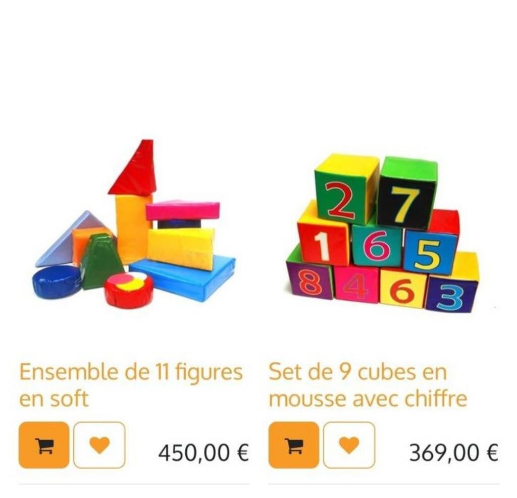 Ensemble de figures en mousses pour jeux psychomotricité, Enlèvement