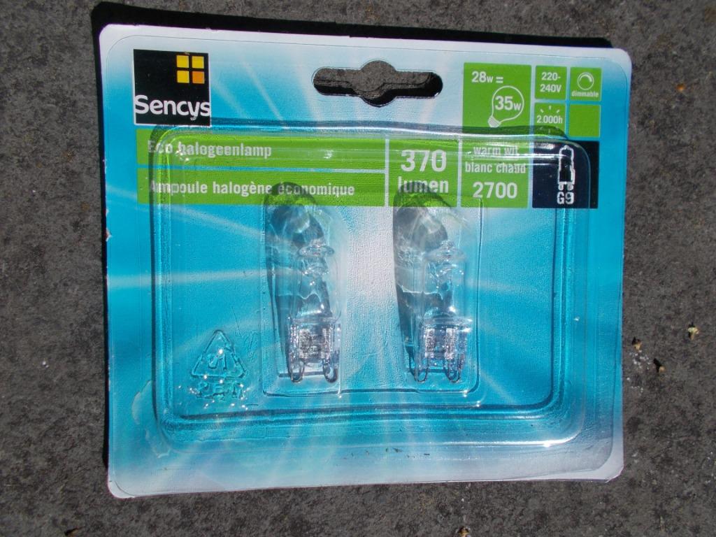 2 ampoules halogène Sencys Eco JCD 28W G9, Maison & Meubles, Enlèvement, Neuf, Halogène