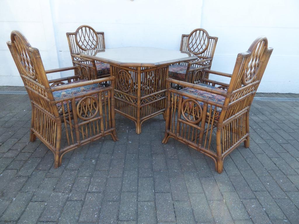 TABLE DE CHAISES DE LUXE EN BAMBOU ET ROTIN, Enlèvement, Utilisé, Osier ou Rotin, Vintage 1970s bamboe