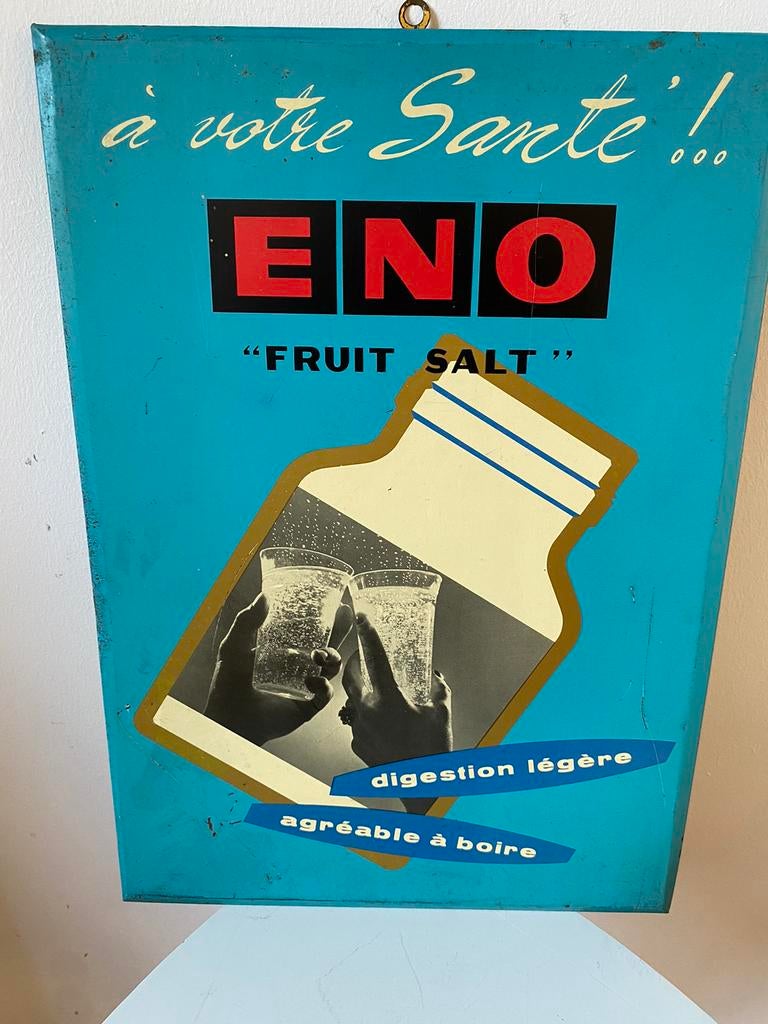 Plaque murale  publicitaire vintage tôle Eno, Comme neuf