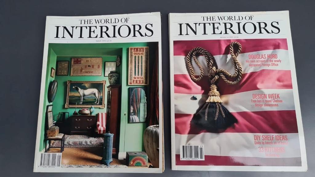 Vintage maandblad The world of interiors, 1991/92, 2 stuks, Ophalen of Verzenden, Gelezen, Architectuur algemeen