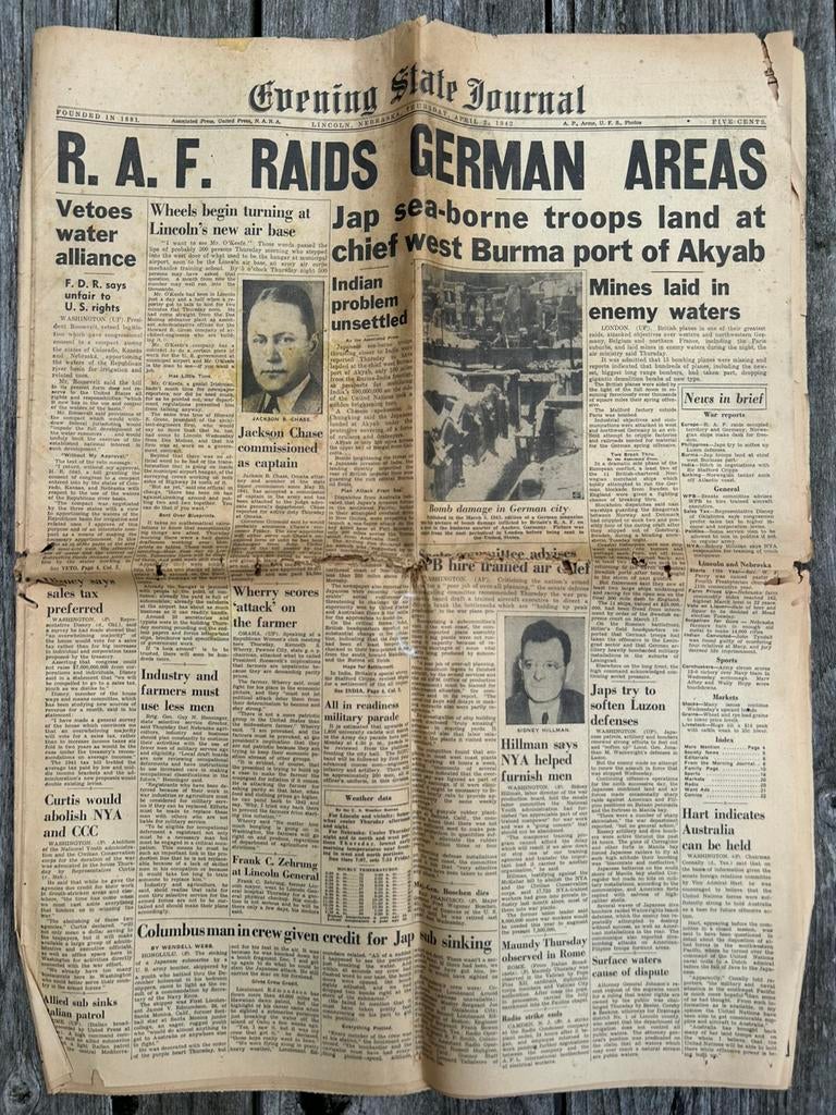 Journal américain US WW2, avril 1942, Enlèvement ou Envoi