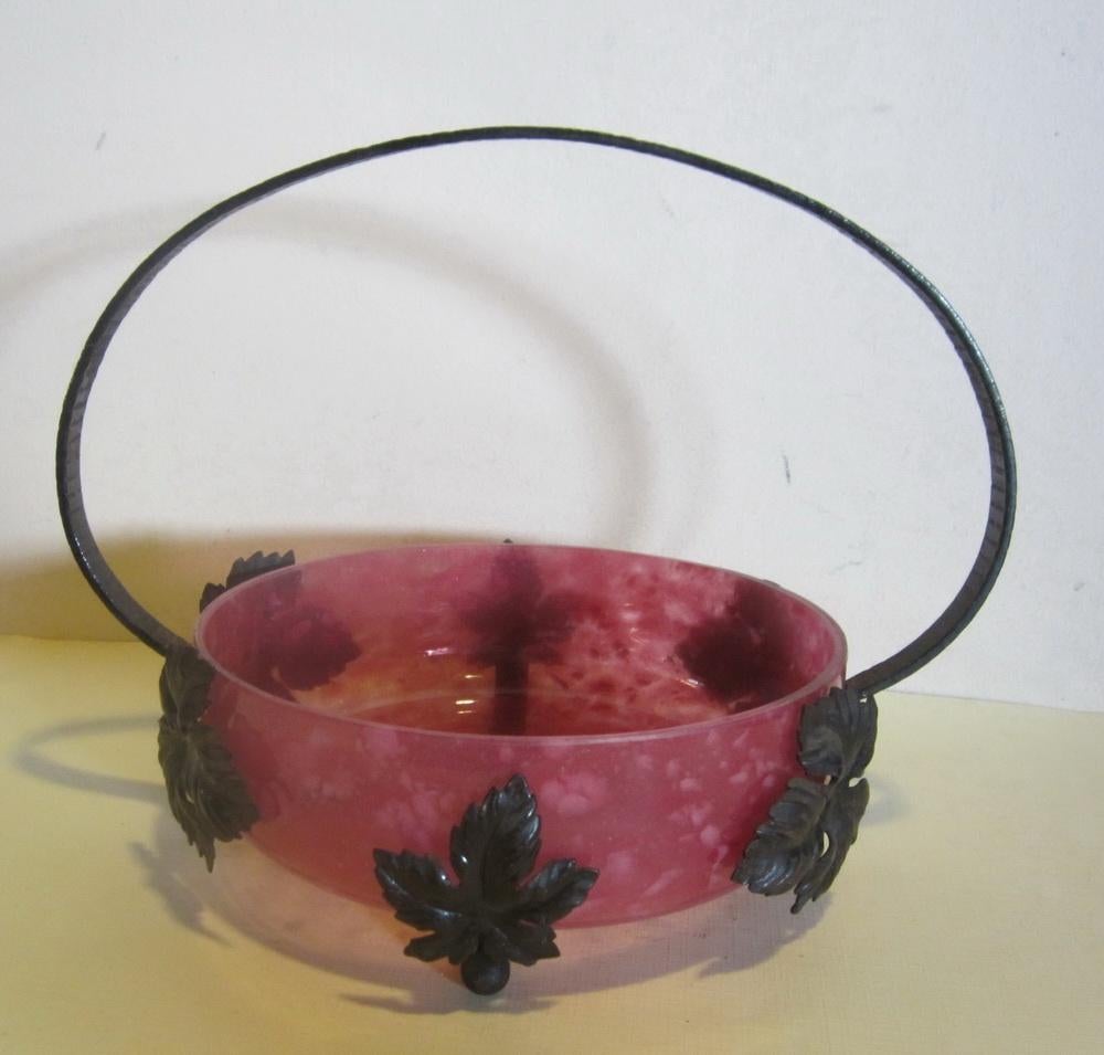 Coupe à fruits Lorraine ancienne, pâte de verre vers 1920, Envoi