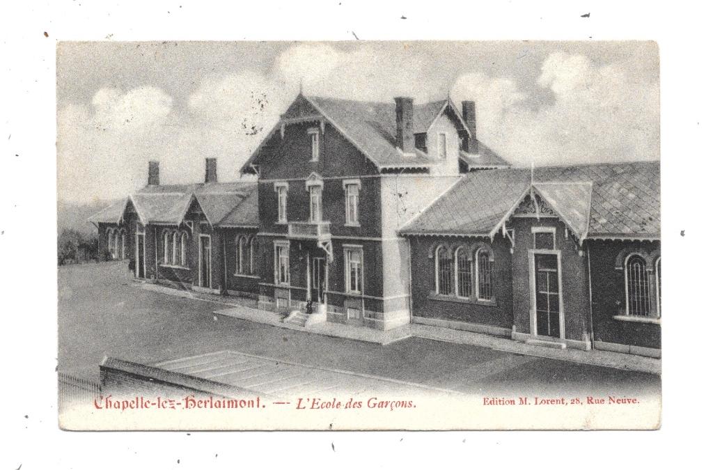 Chapelle-lez-Herlaimont NA72: L'Ecole des Garçons 1909, Envoi, Avant 1920, Affranchie, Hainaut