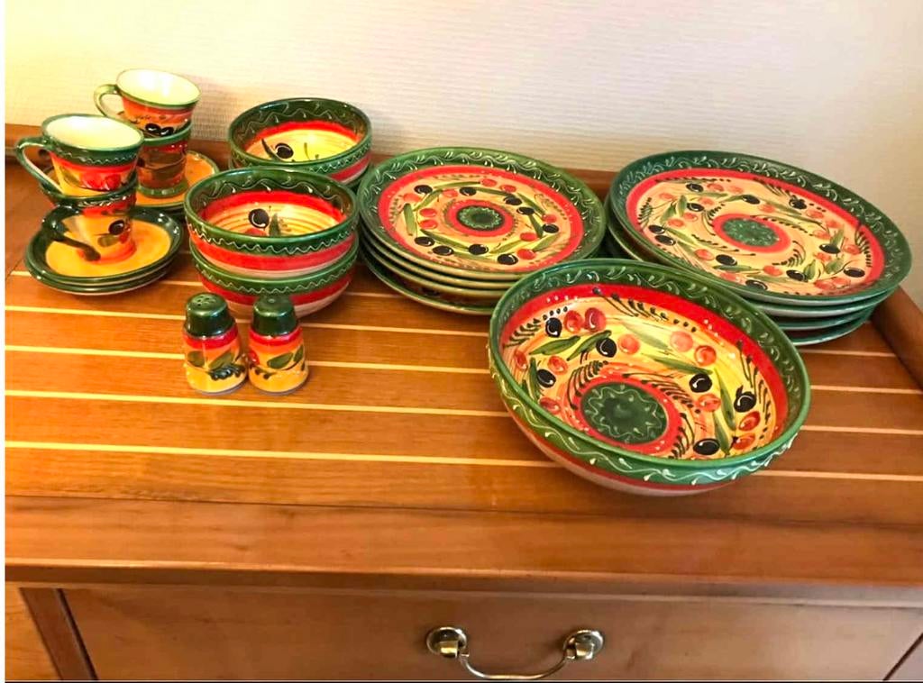 Provençaals keramiekservies Crestet (Vaucluse), Ophalen, Keramiek