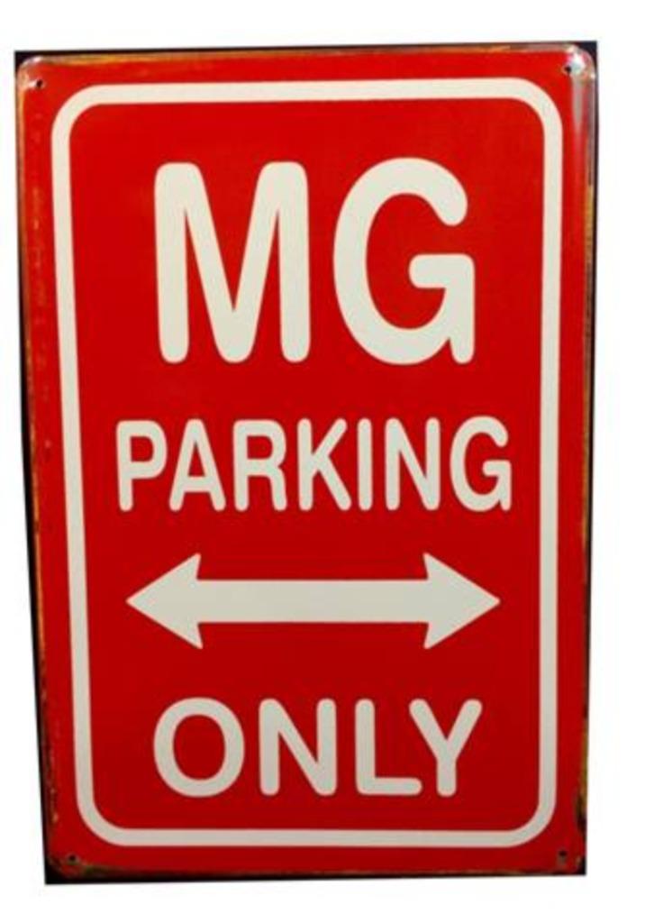 Plaque murale en métal vieilli rouillé MG Parking Only, Enlèvement ou Envoi