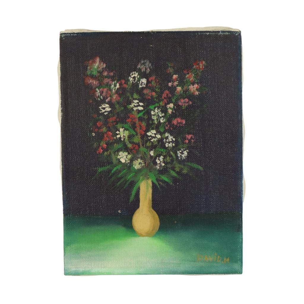 Klein Stilleven Bloemen in Vaas Schilderij Marcel David 1980, Ophalen of Verzenden