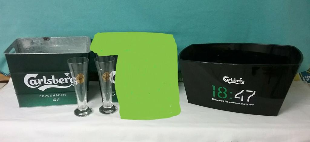 Carlsberg glazen en ijsemmers, Ophalen of Verzenden, Zo goed als nieuw