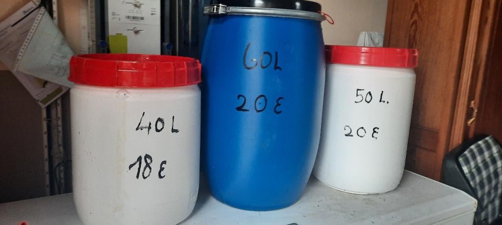 voederopslagtonnen 40-50 en 60 liter (nieuwstaat), Dieren en Toebehoren, Dierenvoeding, Ophalen of Verzenden, Overige soorten