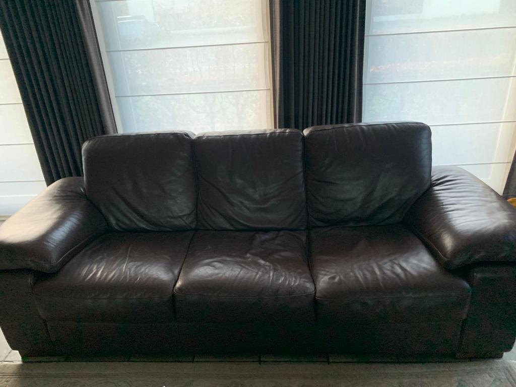 Bruine lederen zetels, Huis en Inrichting, Zetels | Zetels, Ophalen, Gebruikt, Overige maten, Leer