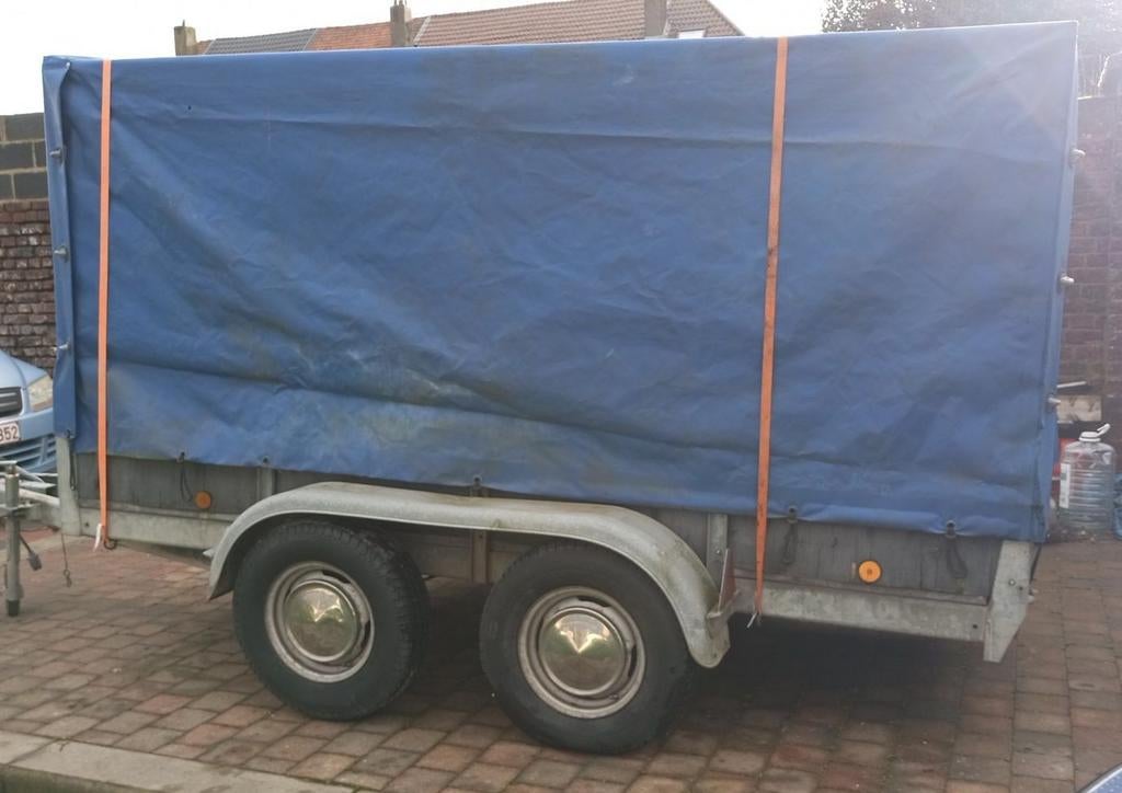 remorque packo, freinée, double essieux, bâchée., Auto diversen, Aanhangers en Bagagewagens, Gebruikt, Ophalen